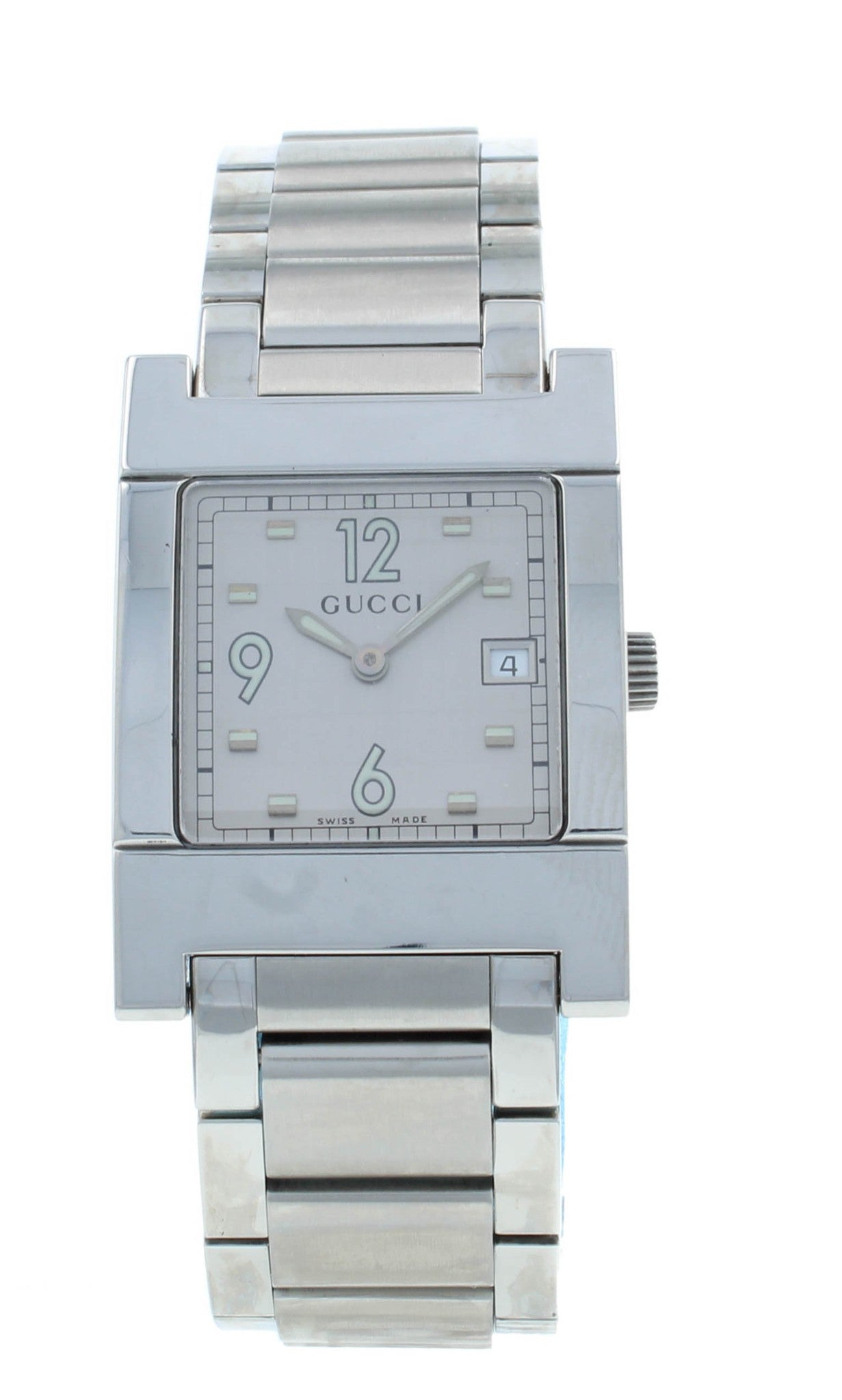 Pre-Owned Gucci Stainless Steel Silver Dial 28mm Quartz Men's Watch 7700M