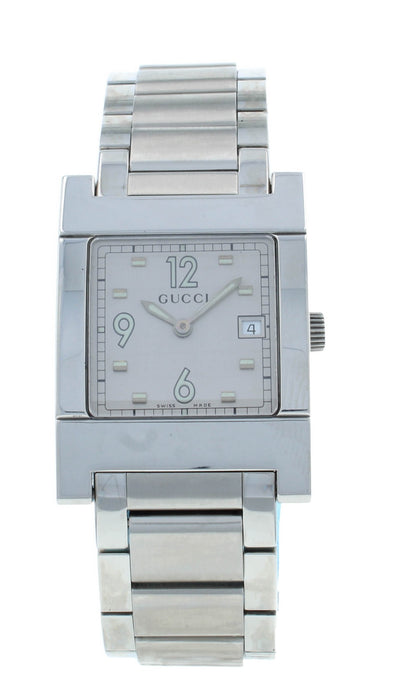 Pre-Owned Gucci Stainless Steel Silver Dial 28mm Quartz Men's Watch 7700M