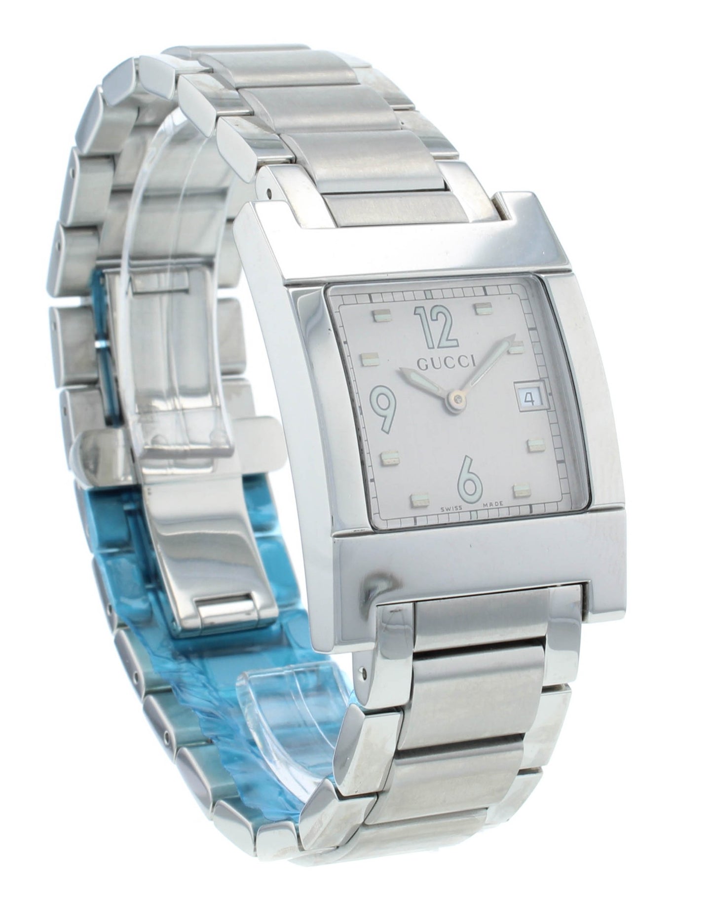 Pre-Owned Gucci Stainless Steel Silver Dial 28mm Quartz Men's Watch 7700M