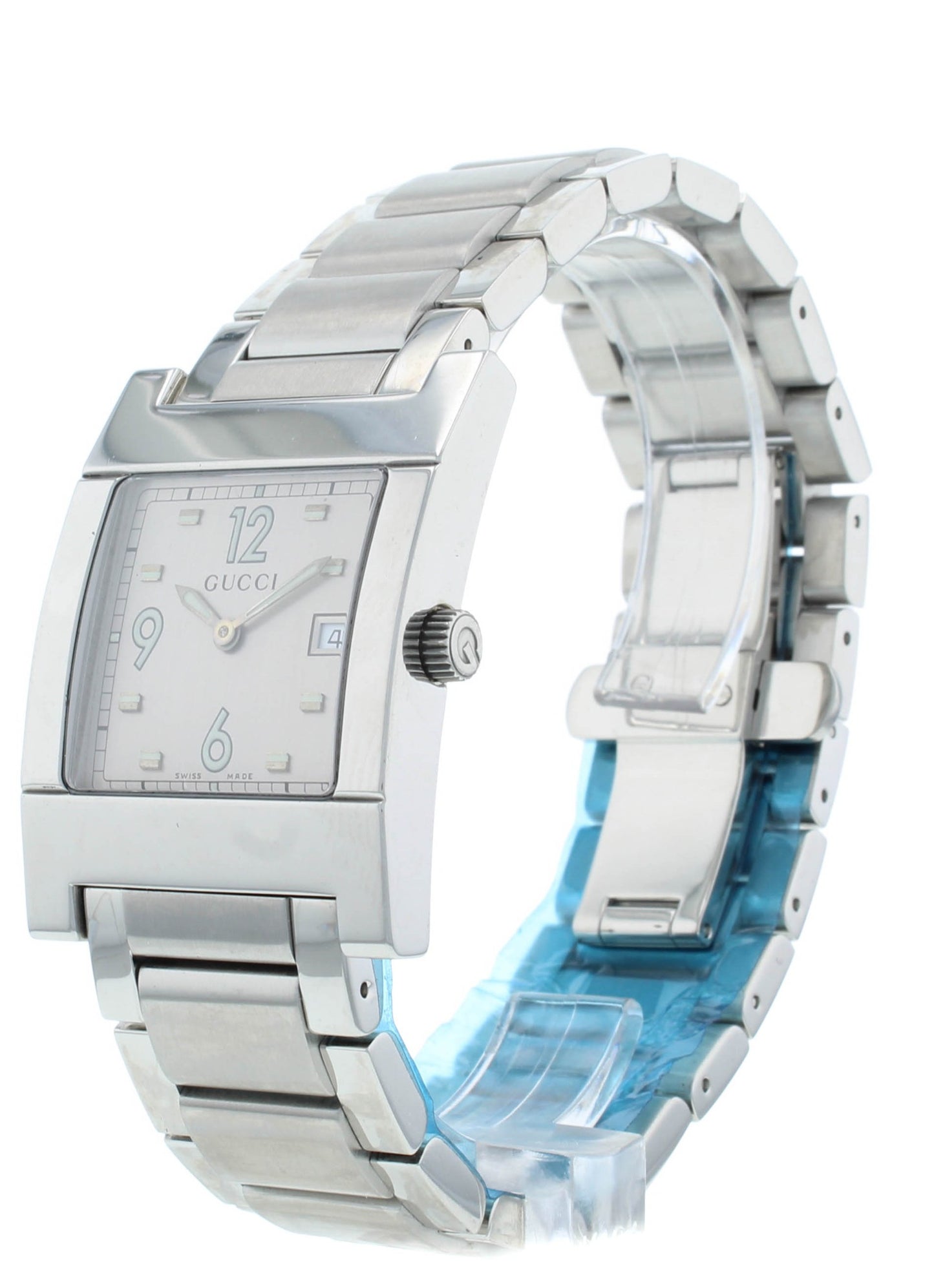 Pre-Owned Gucci Stainless Steel Silver Dial 28mm Quartz Men's Watch 7700M
