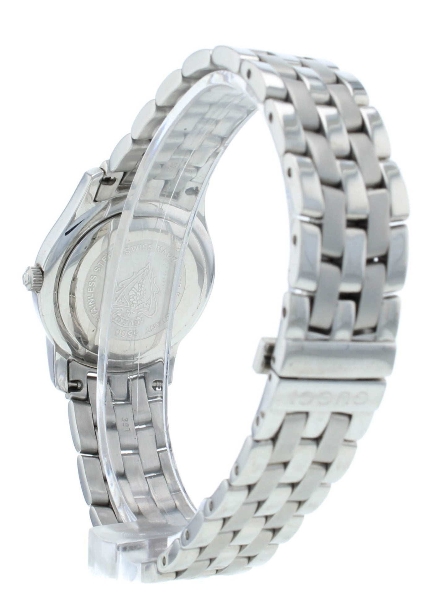 Gucci 5500L Black Diamond Dial 27mm Quartz Stainless Steel Ladies Watch