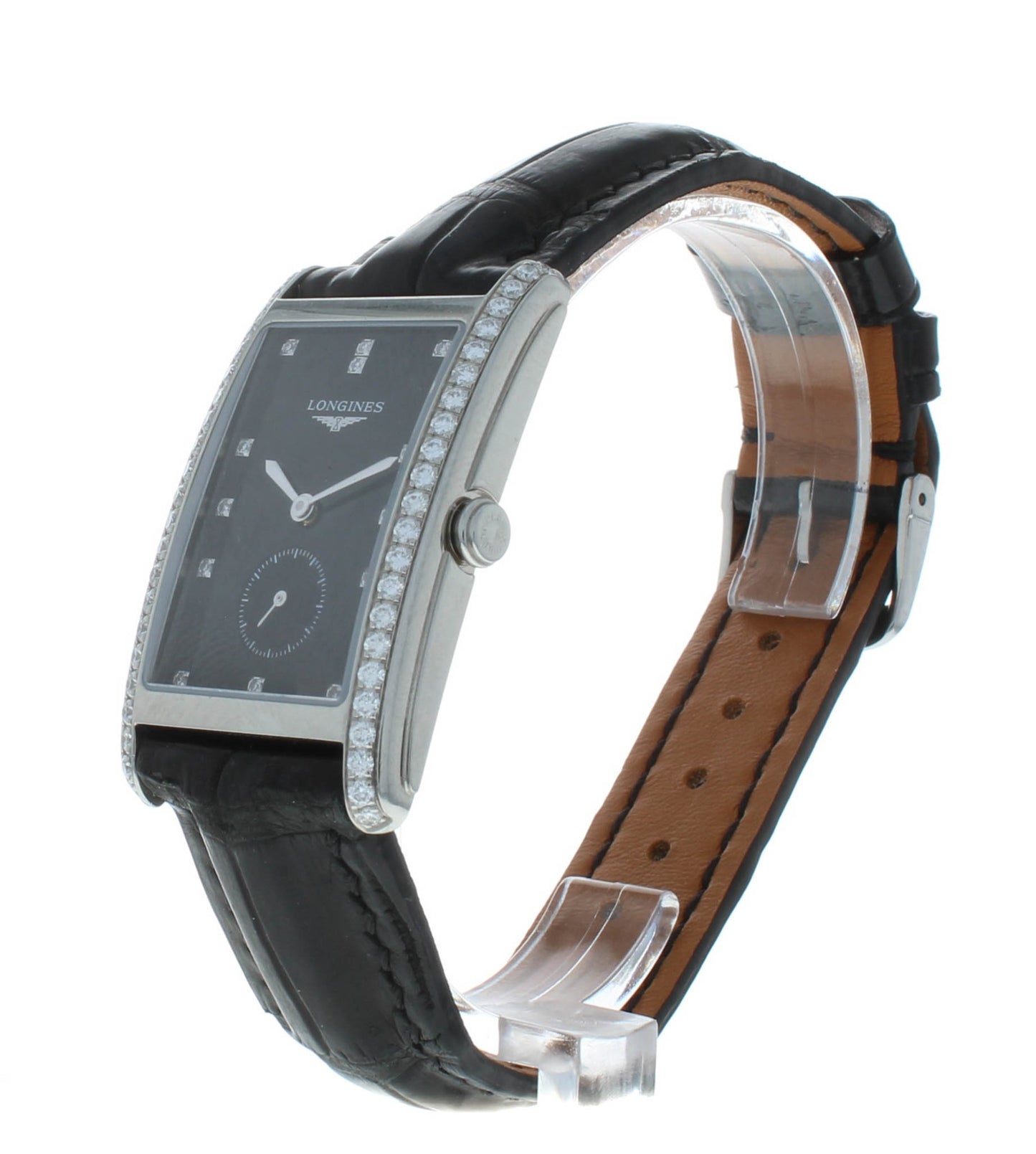 Longines DolceVita 26mm Diamond Leather Band Quartz Ladies Watch L5.755.0.57.0