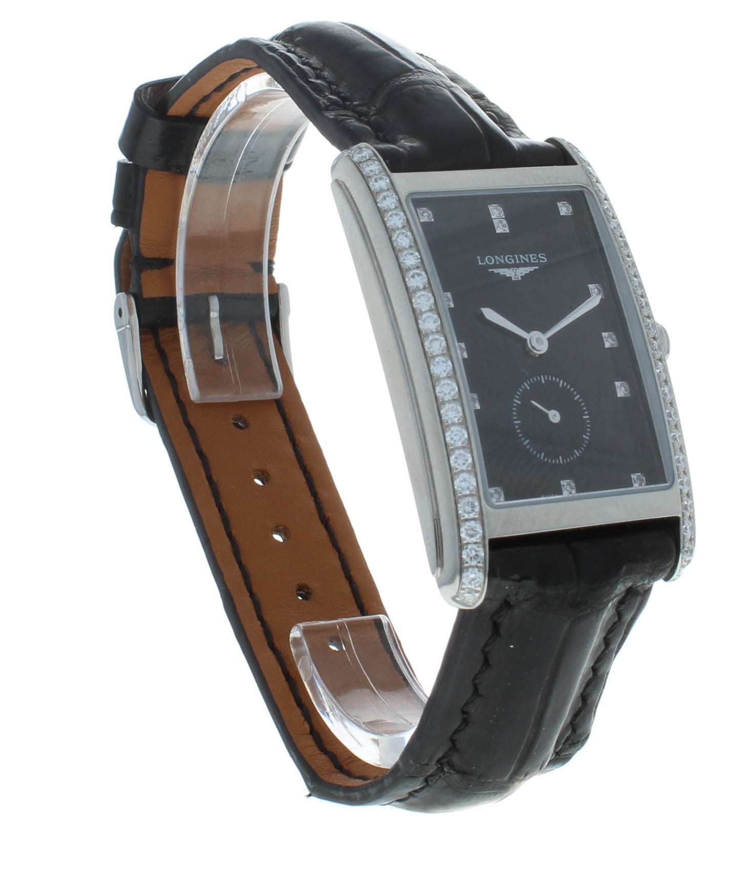 Longines DolceVita 26mm Diamond Leather Band Quartz Ladies Watch L5.755.0.57.0