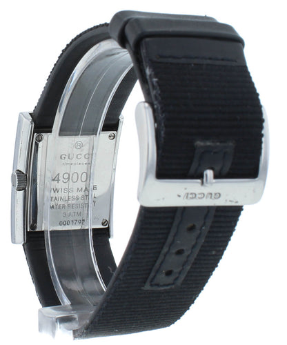 Pre-Owned Gucci 4900L Quartz Steel 23mm White Dial Textile Strap Ladies Watch