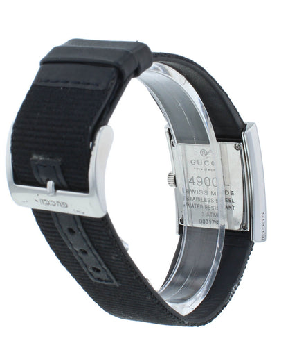 Pre-Owned Gucci 4900L Quartz Steel 23mm White Dial Textile Strap Ladies Watch